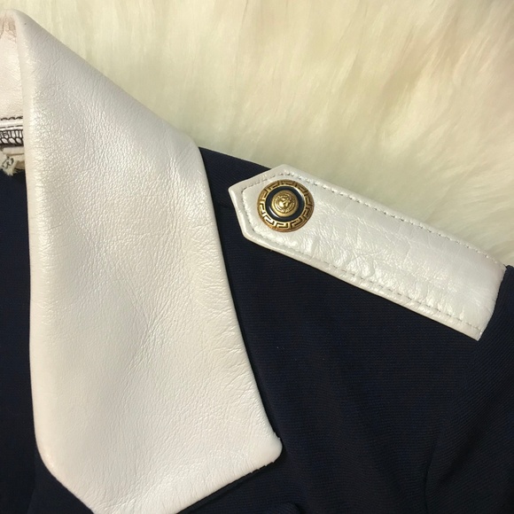 Vintage ISABEL Leather Knit Nautical Blazer Jacket - Picture 3 of 8